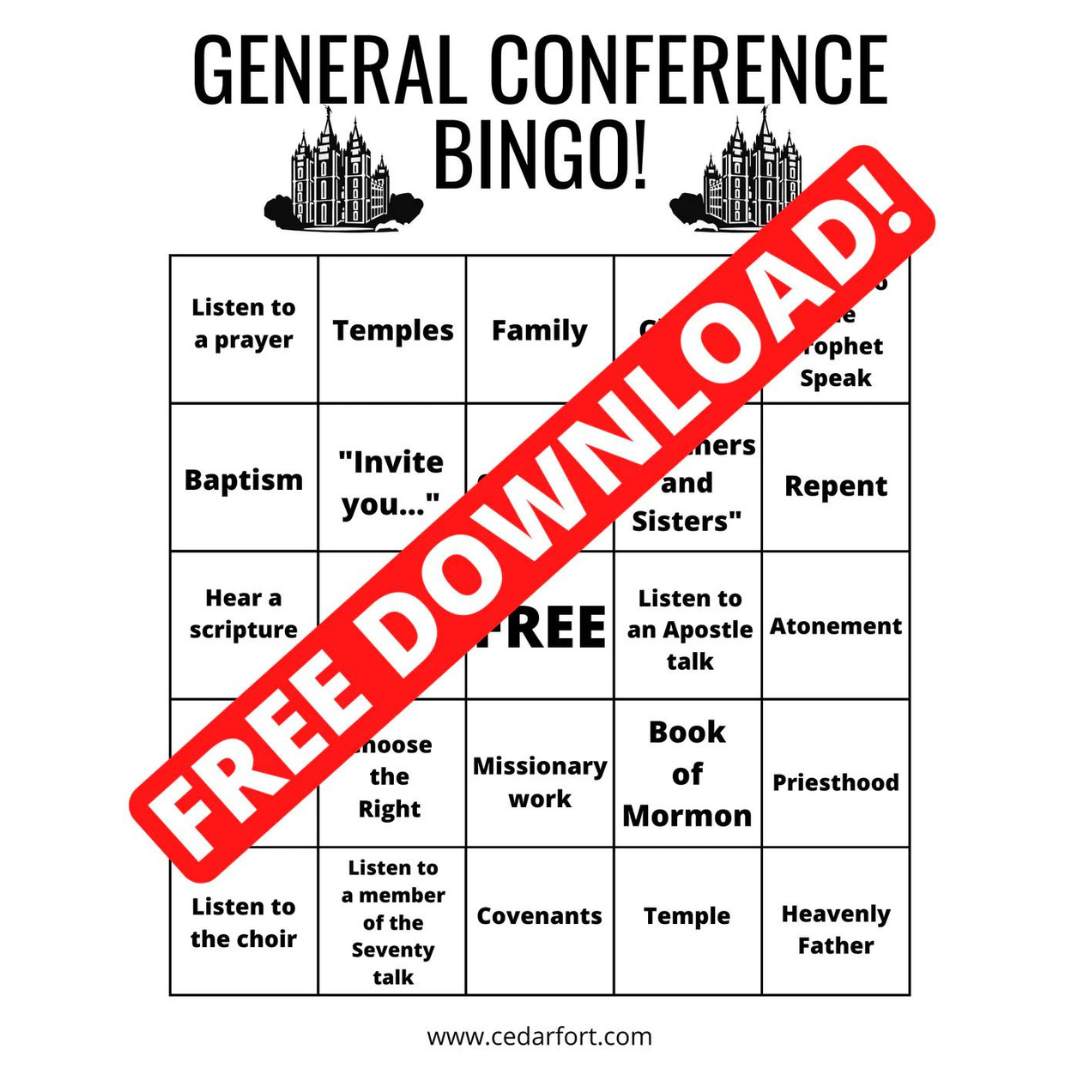 FREE General Conference Bingo Sheet! Digital Download Cedar Fort